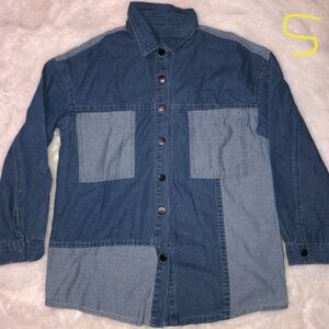 Blue Patchwork Denim Jacket